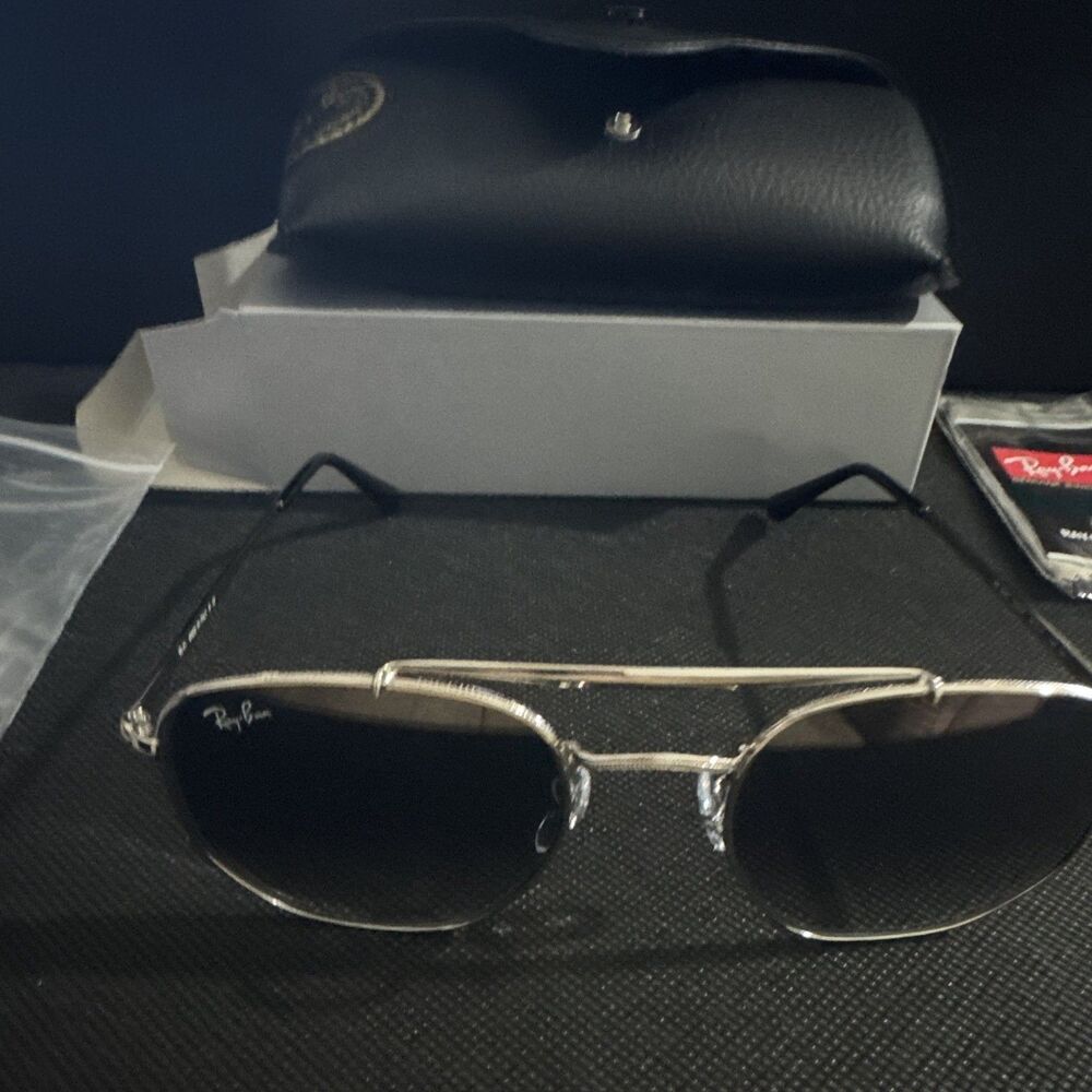 Ray-Ban ORB3648 Marshal Pilot Gradient Gray Lens Silver Metal 54-21 145 UV